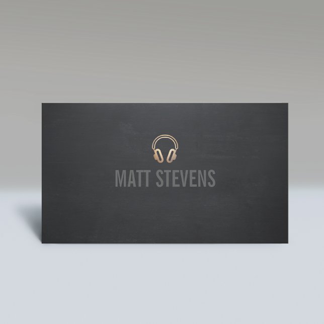 Cool DJ Gold Headphones Black Music Business Card (Creator Uploaded)
