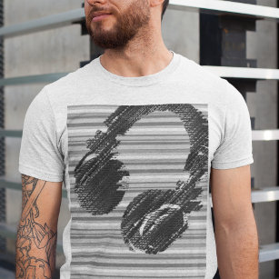 Cool dj Headphone Grayish Music T-Shirt