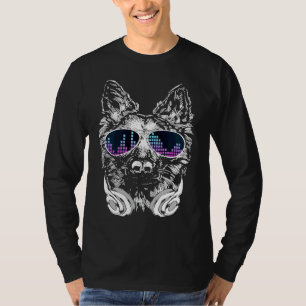 Cool DJ Shepherd Dog with Sunglasses and Headphone T-Shirt