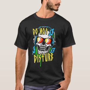 Cool Do Not Disturb Listening To Music Skull Boys T-Shirt
