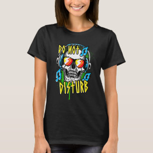 Cool Do Not Disturb Listening To Music Skull Boys T-Shirt