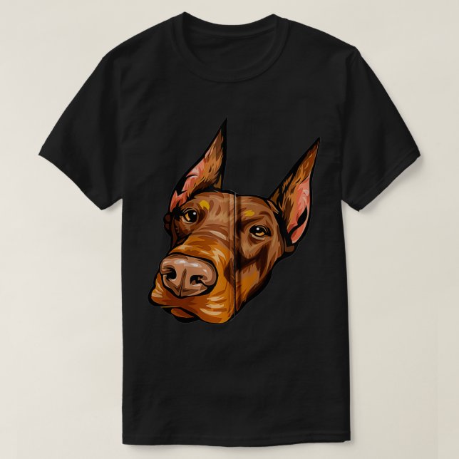 Cool Doberman Dog Face Zip  T-Shirt (Design Front)