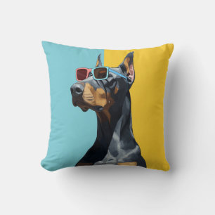 Cool Doberman with sunglasses Cushion