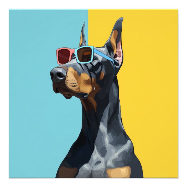 Cool Doberman with sunglasses Photo Print (Front)