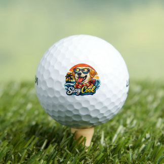 Cool Dog at Sunset Golf Balls
