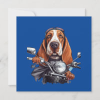 Cool dog biker, cute basset hound dog driver
