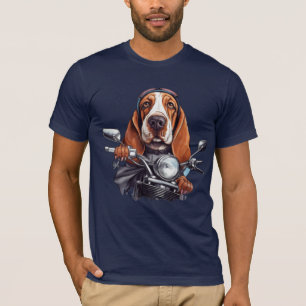 Cool dog biker, cute basset hound dog driver T-Shirt