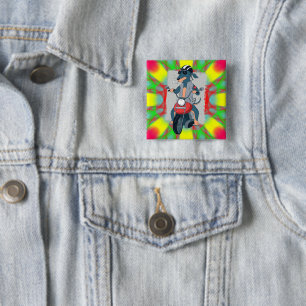 Cool Dog Biker Design for Motorcycle Lovers 15 Cm Square Badge