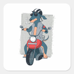 Cool Dog Biker Design for Motorcycle Lovers Square Sticker