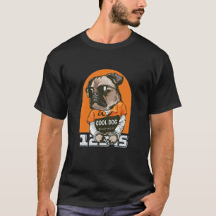 Cool Dog Carlin With Sunglass Wearing Orange T-Shirt
