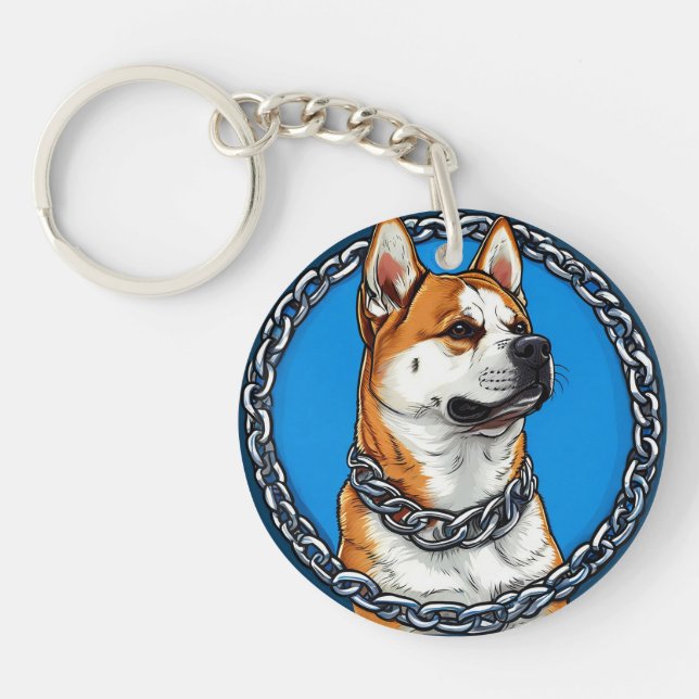 🐶 Cool Dog Chain Blue Bold Pet Style Design Key Ring (Front)