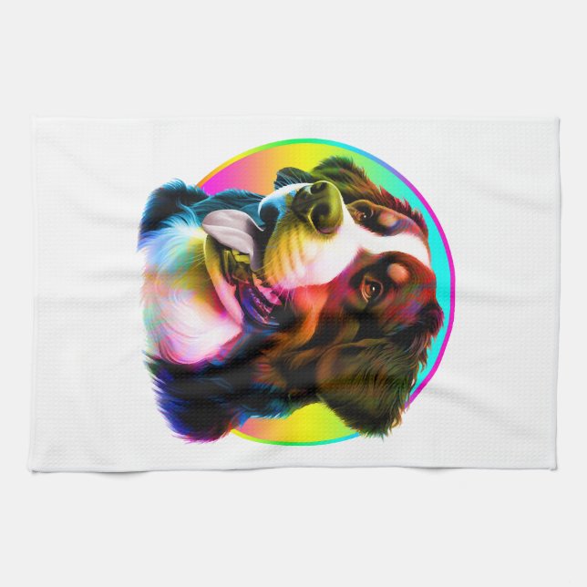 COOL DOG COLORFUL RAINBOW TEA TOWEL (Horizontal)