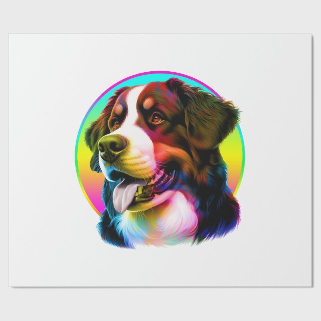COOL DOG COLORFUL RAINBOW WRAPPING PAPER (Flat)