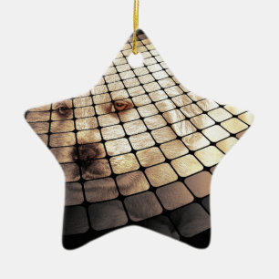 Cool Dog Digital Art Ceramic Tree Decoration