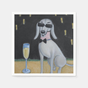 Cool Dog Drinking Champagne     Napkin
