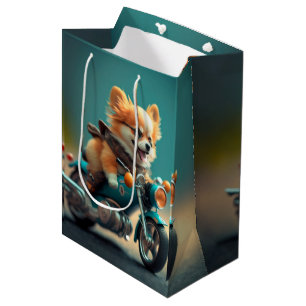 Cool dog driving a motorbike gift bag