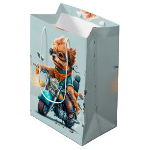 Cool dog driving a motorbike gift bag