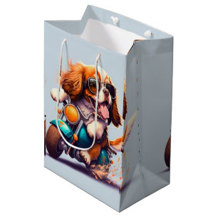 Cool dog driving a motorbike gift bag