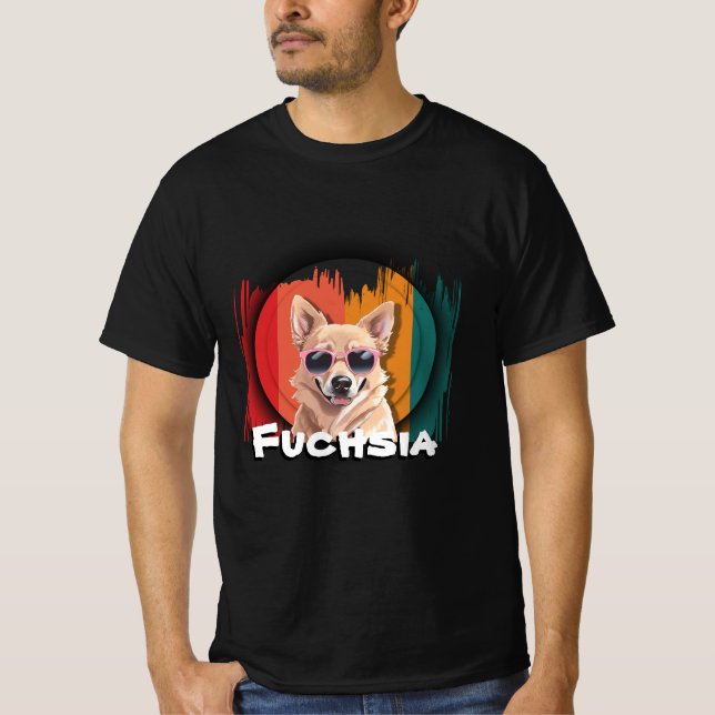 Cool Dog Fuchsia – Fun and Stylish Pet T-Shirt (Front)