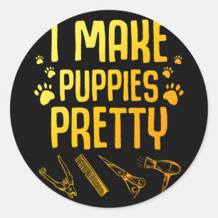 Cool dog groomer art for men women dog pet groomer classic round sticker