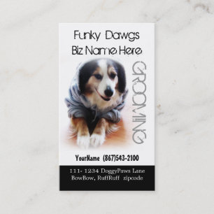 Cool Dog Grooming Aussie in Hoodie Business Card
