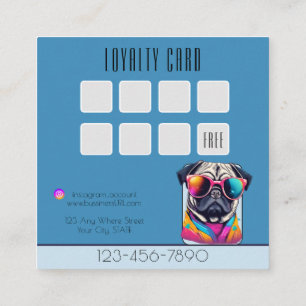 Cool Dog Grooming stylish pug dog loyalty Square Business Card