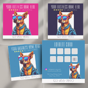 Cool Dog Grooming trendy and stylish loyalty Square Business Card