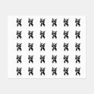 Cool Dog headphones Cute Pets Black and white ink