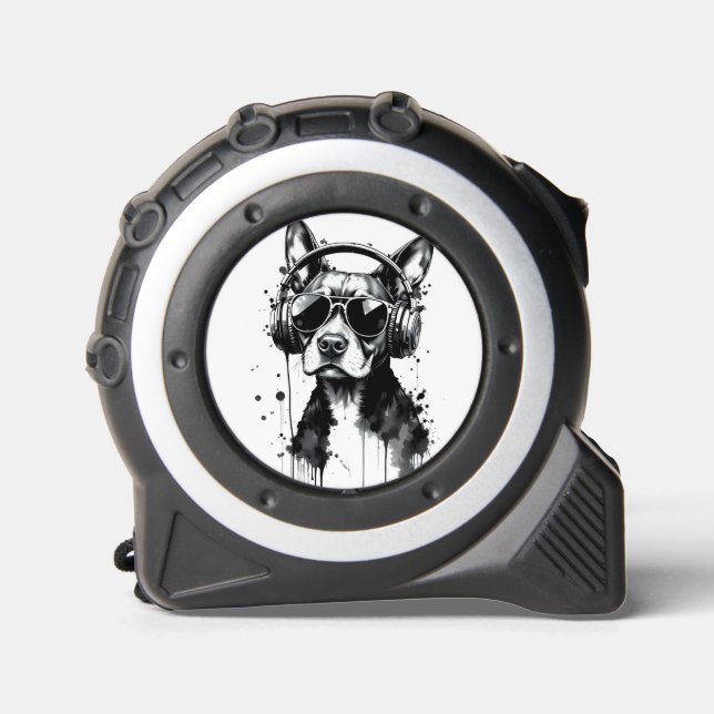 Cool Dog headphones Cute Pets Black and white ink 1 (Front)