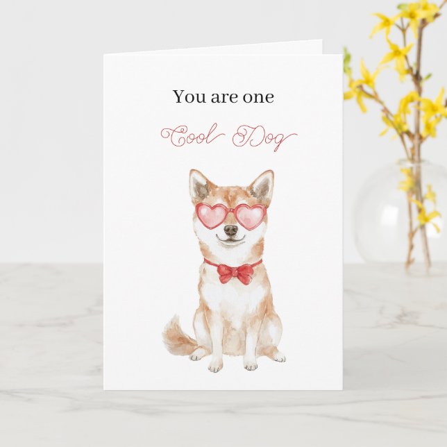Cool Dog Heart Glasses Birthday Card (Yellow Flower)