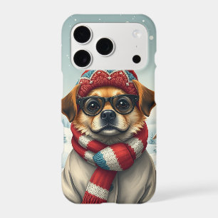 Cool Dog in Preppy Winter Attire and Hat  
