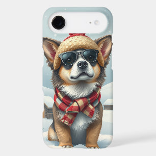 Cool Dog in Preppy Winter Attire and Hat