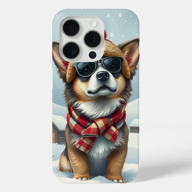Cool Dog in Preppy Winter Attire and Hat Case-Mate iPhone Case (Back)