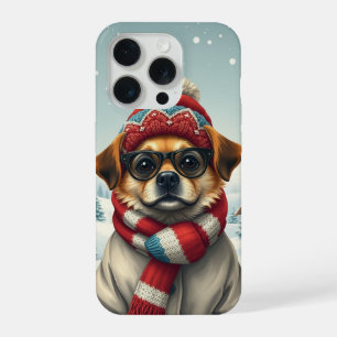 Cool Dog in Preppy Winter Attire and Hat   iPhone 15 Pro Case