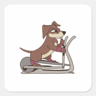 Cool Dog Loves Workout Square Sticker