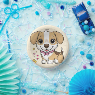 Cool Dog puppy animals pet cartoon Birthday Paper Plate