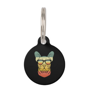 Cool Dog Retro Vintage Frenchie Lover Gift Bulldog Pet Tag