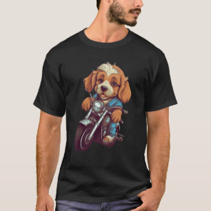 Cool Dog Riding a Motorcycle Apparel Dog Mum Pop A T-Shirt