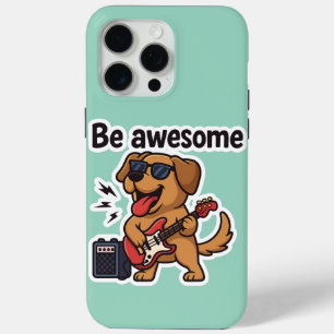 Cool Dog Rocking Guitar Sticker   Be Awesome Vibes iPhone 15 Pro Max Case