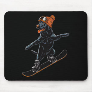Cool Dog Snowboarding Illustration For Men Women Mouse Pad