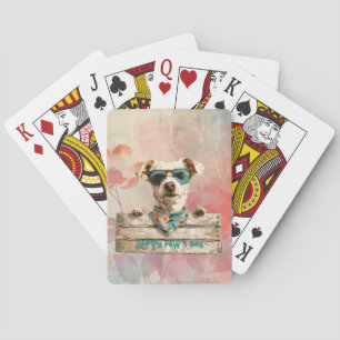 Cool Dog Sunglasses Happy Paw's Day Playing Cards
