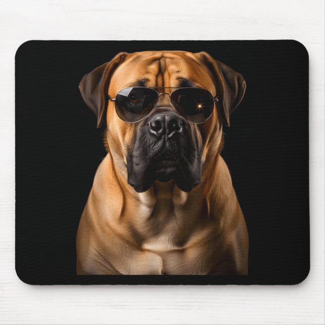 Cool Dog Sungles Bullmastiff Funny Look  Mouse Pad (Front)