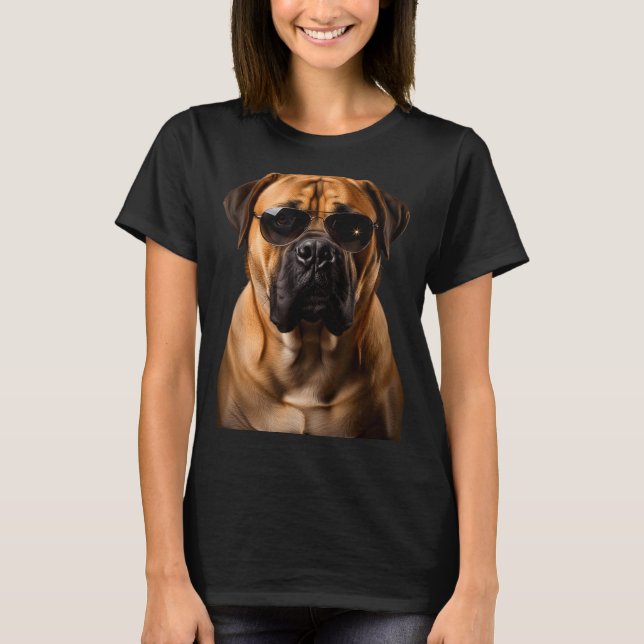 Cool Dog Sungles Bullmastiff Funny Look  T-Shirt (Front)