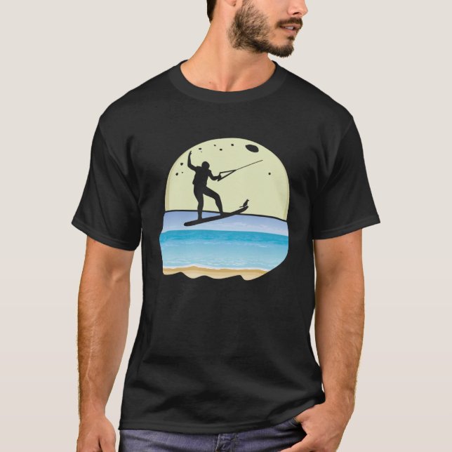 Cool Dog Wakeboarding Graphic For Wakeboard T-Shirt (Front)
