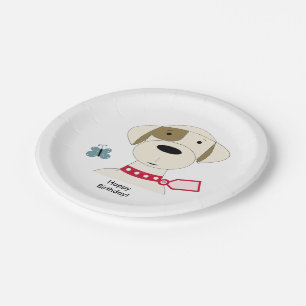 Cool Dog with a Red Collar Paper Plate