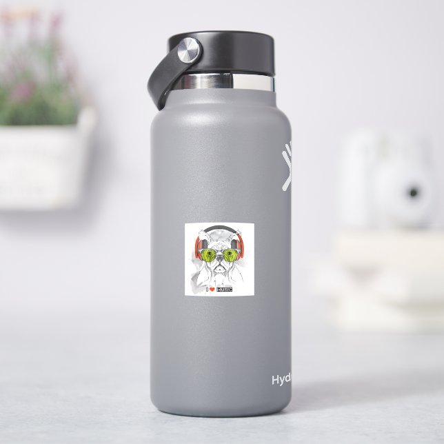 Cool Dog with Headphones Music Water Bottle (HydroFlask)