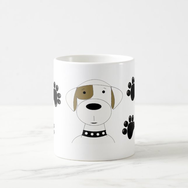 Cool Dog with Paw Prints Coffee Mug (Center)