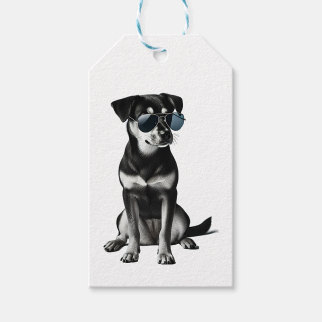 Cool Dog with Sunglasses Gift Tags (Front)