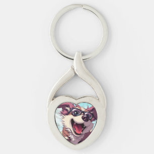 Cool Dog with Sunglasses Key Ring