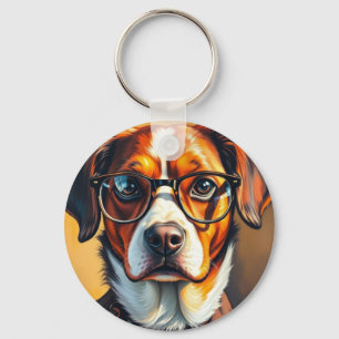 Cool Dog with Sunglasses Key Ring